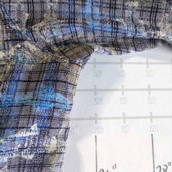 Vintage ExOfficio Fishing Shirt Mens XL Blue Tan Fish Plaid Lightweight Outdoors - Picture 6 of 7